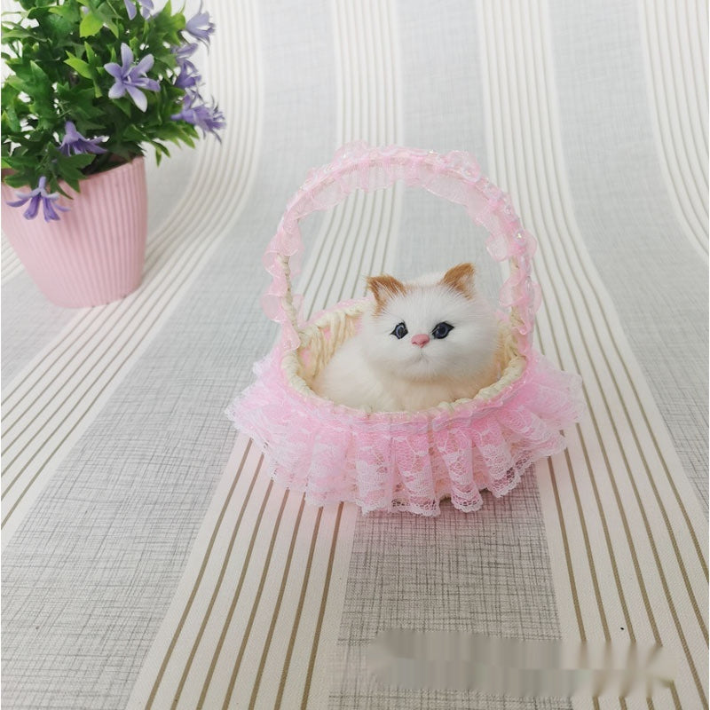 Lace Cabas Cat Fur Ornaments Children's Toys