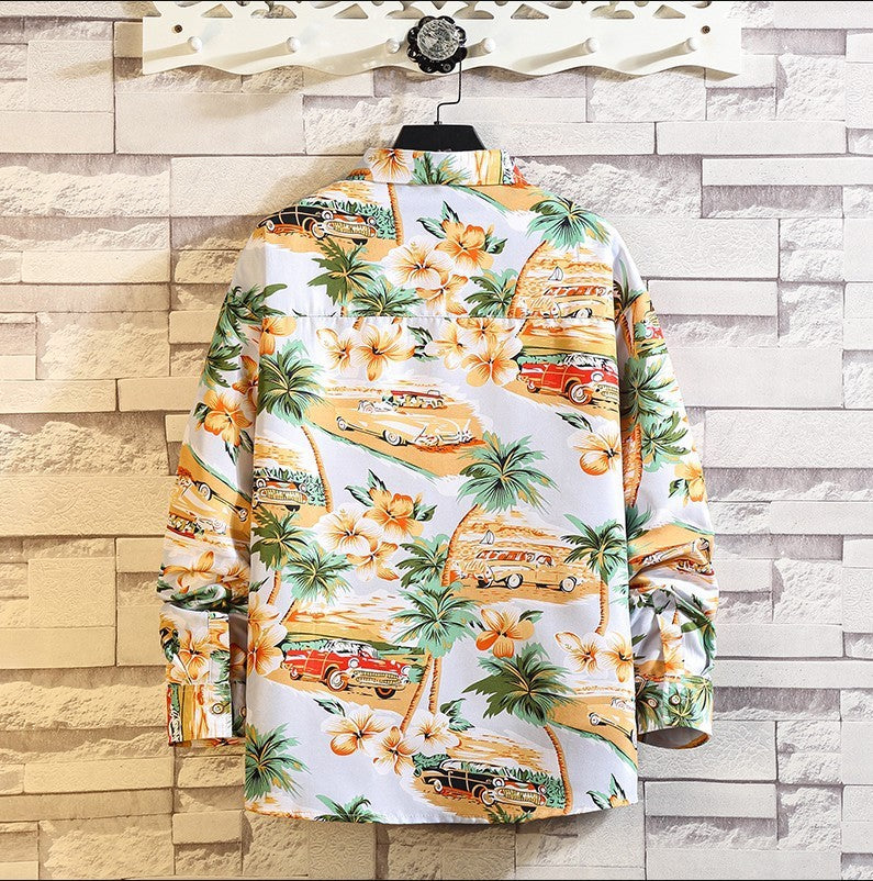 Long Sleeve Floral Shirt Mens Fashion Printing