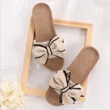 Summer slippers female bow flat linen slippers