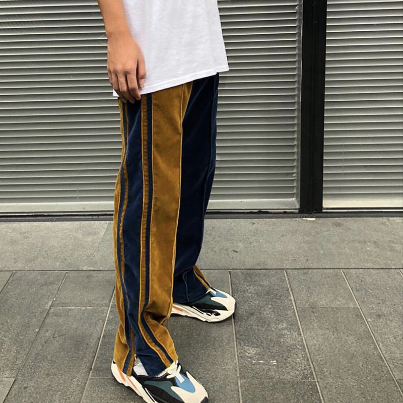 Velvet straight-leg wide-leg pants