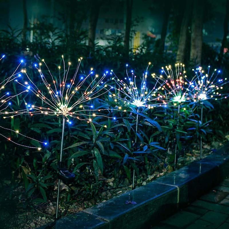 Ground-Inserted Firework Lights Christmas Outdoor LED Holiday Sky Starry Lights Lawn Christmas Lights Solar String Lights