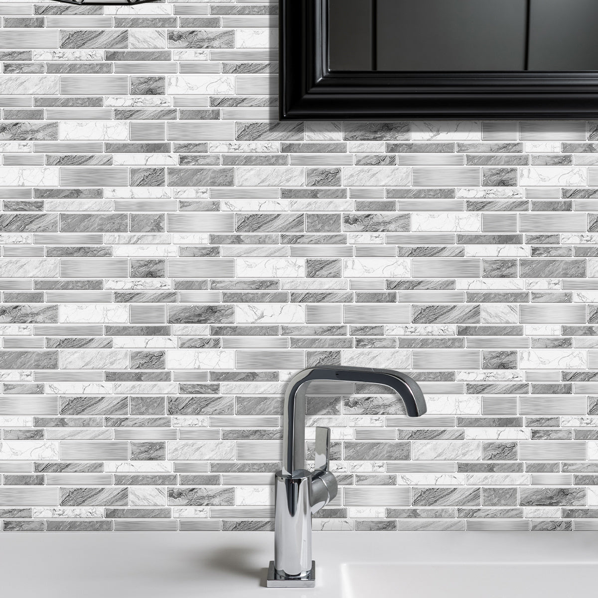 Irregular Shape Modern Grey Marble Pattern Peel And Stick Wallpaper Kitchen Bathroom Tile Stickers
