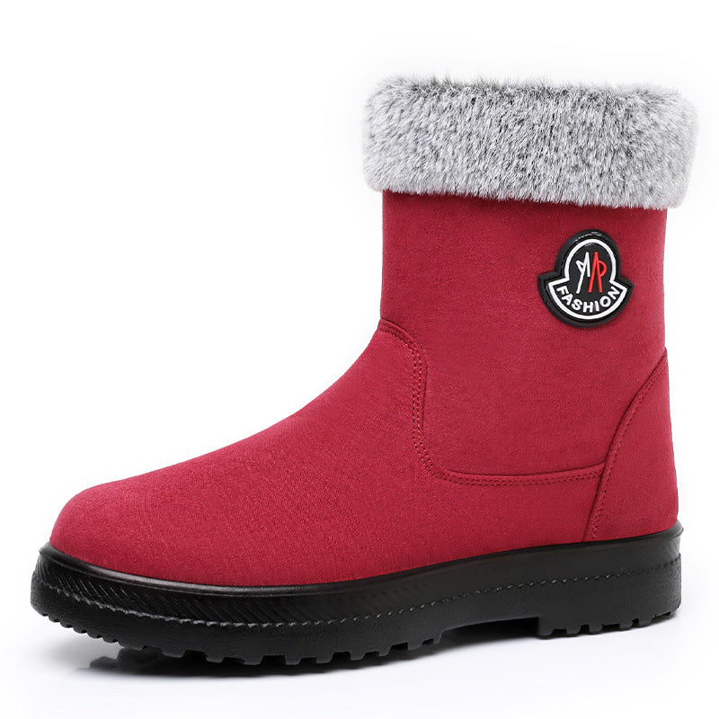 Cotton-padded Shoes With Velvet Women's Long Tube High-top Snow Boots