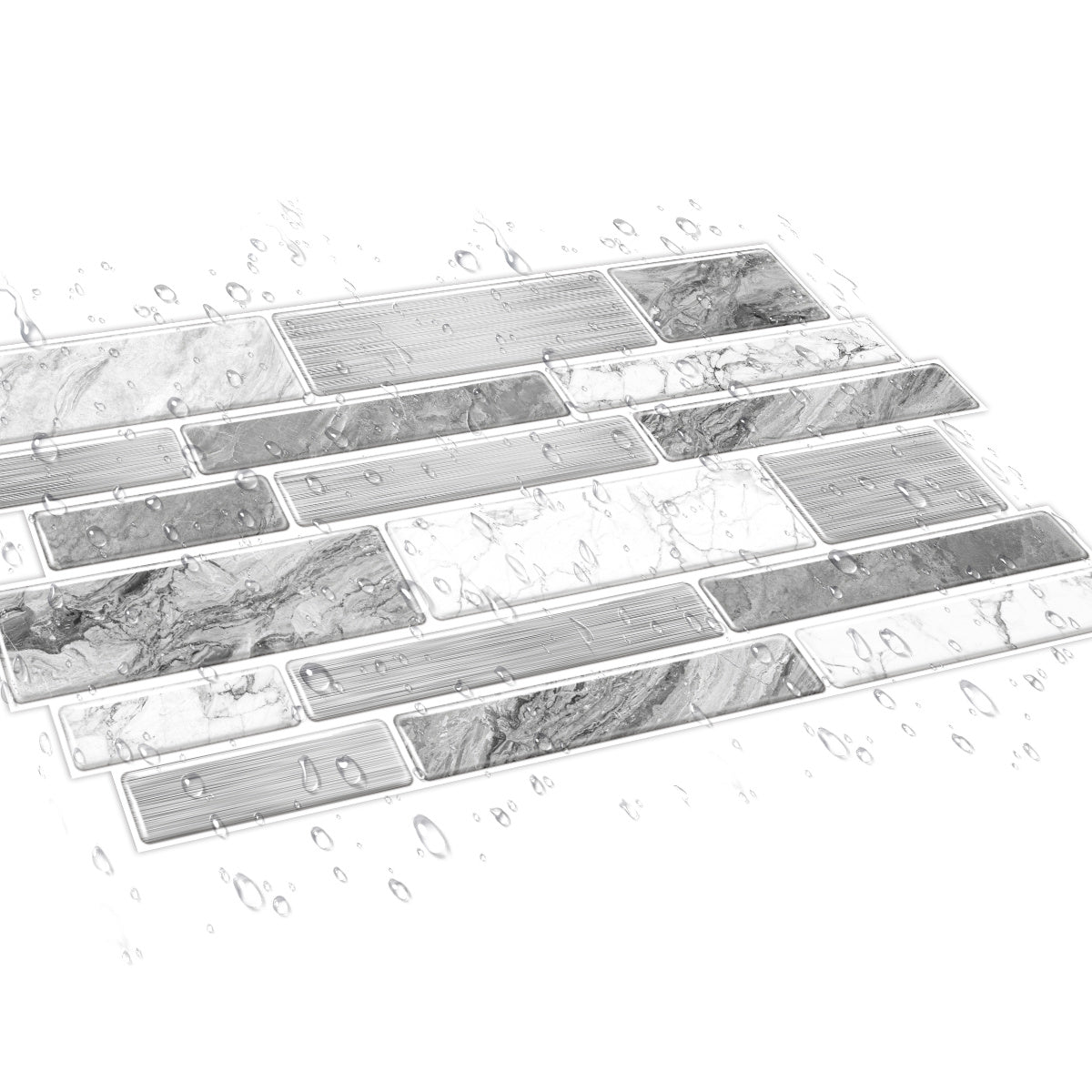 Irregular Shape Modern Grey Marble Pattern Peel And Stick Wallpaper Kitchen Bathroom Tile Stickers