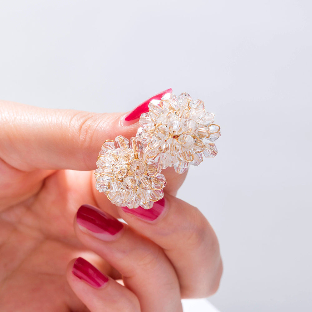 European and American hot-selling hand-woven crystal beads petal earrings earrings female accessories Christmas gifts