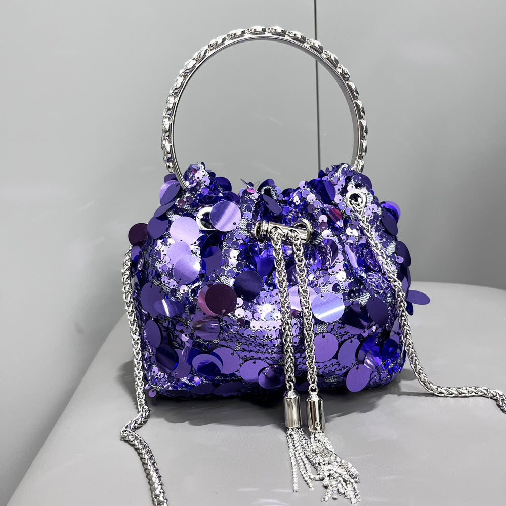 Drawstring Rhinestone Bag Shoulder Crossbody Handbag Women's Bag