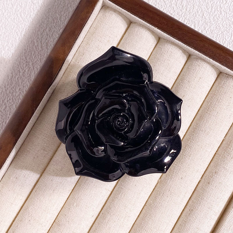 Elegant Retro Three-dimensional Rose Grip Camellia Back Head Half Tie Hairpin