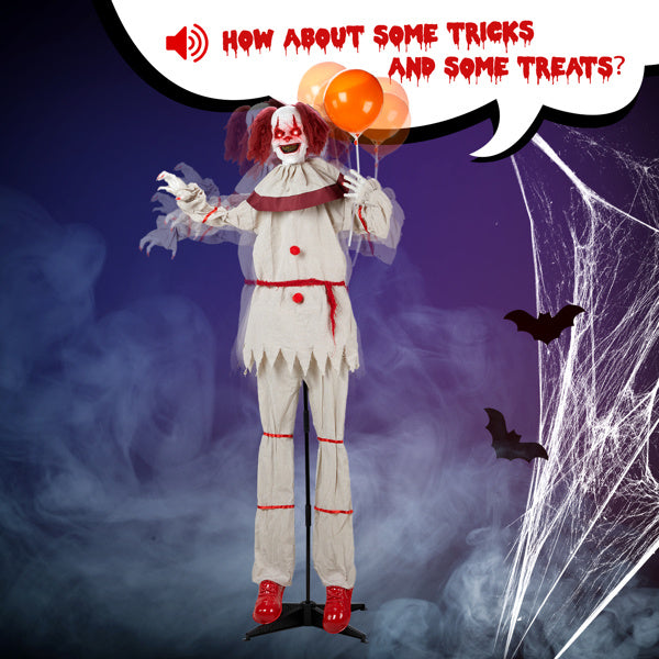 5.7ft Eye Red Light Vibration Clown Sound Voice Control, Standing Balloon Clown, Battery Model - Battery Not Included, Halloween Standing Decoration