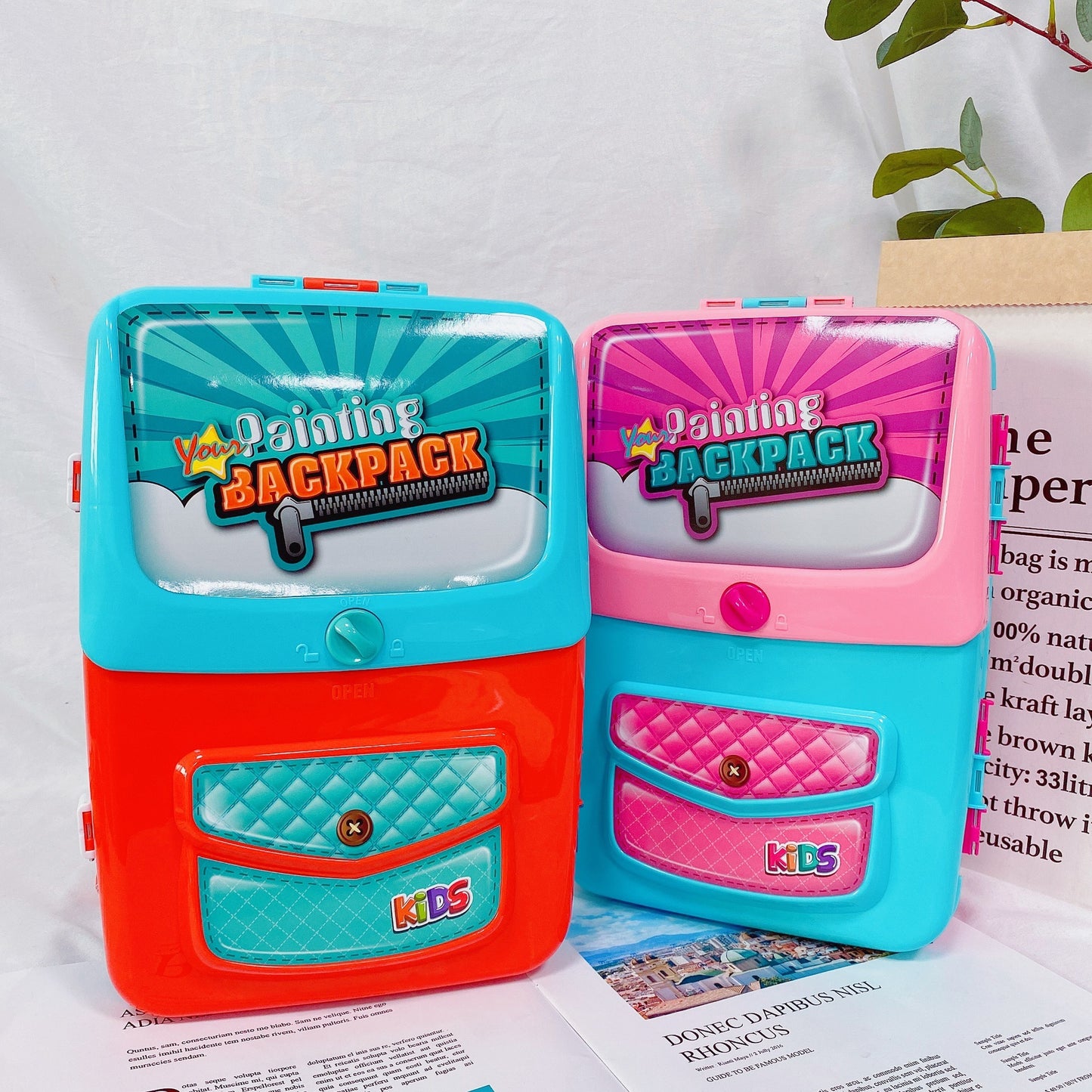 Children's 2 in 1 Painting Learning Backpack Toy