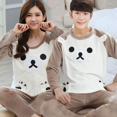 Thick Warm Men Flannel Winter Home Service Suit