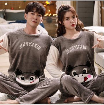 Thick Warm Men Flannel Winter Home Service Suit