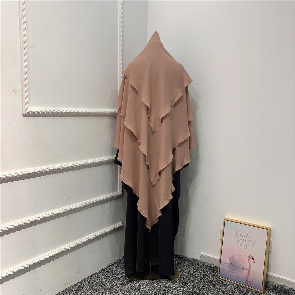 Fashionable Solid Color Three-layer Headscarf Dubai Travel Photo