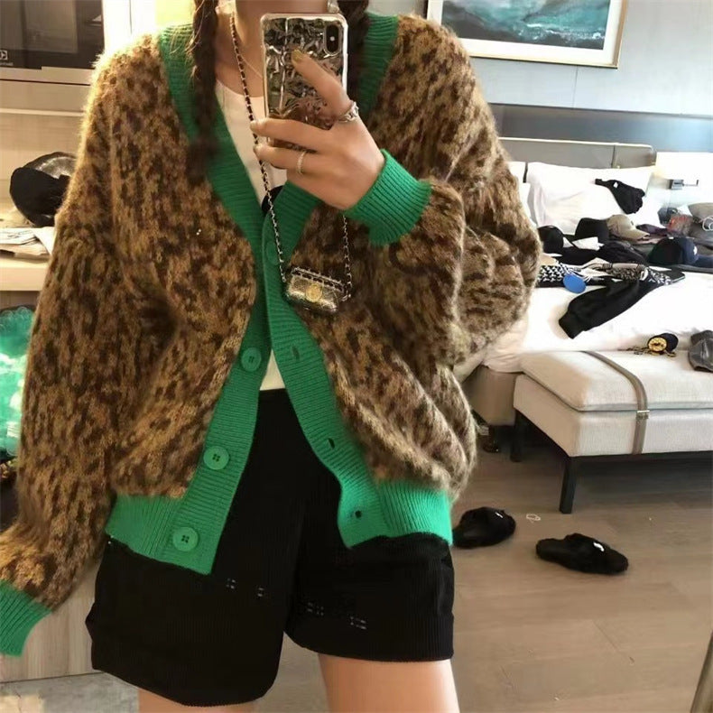 V-neck Knitted Sweater Women Mohair Fashion Women