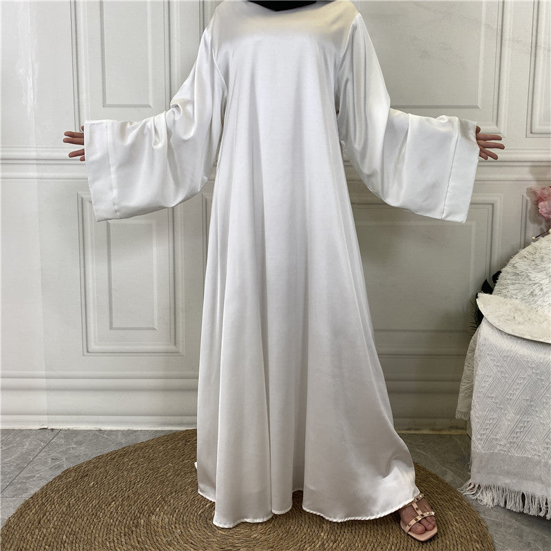 Middle East Dubai Hot Sale Lace Up Satin Muslim Dress