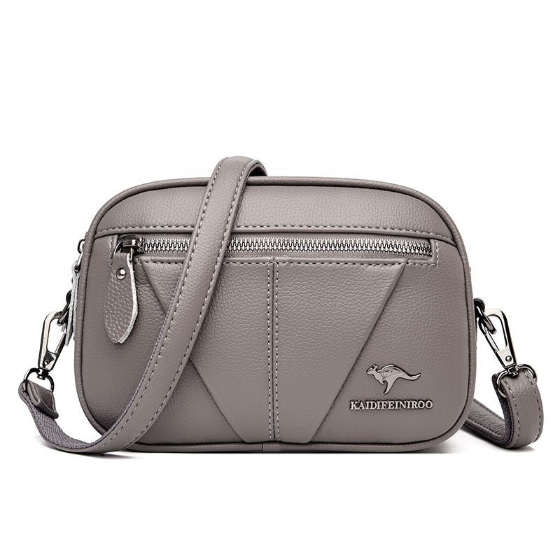 Cowhide Soft Leather Fashion All-match Shoulder Crossbody Small Round Bag