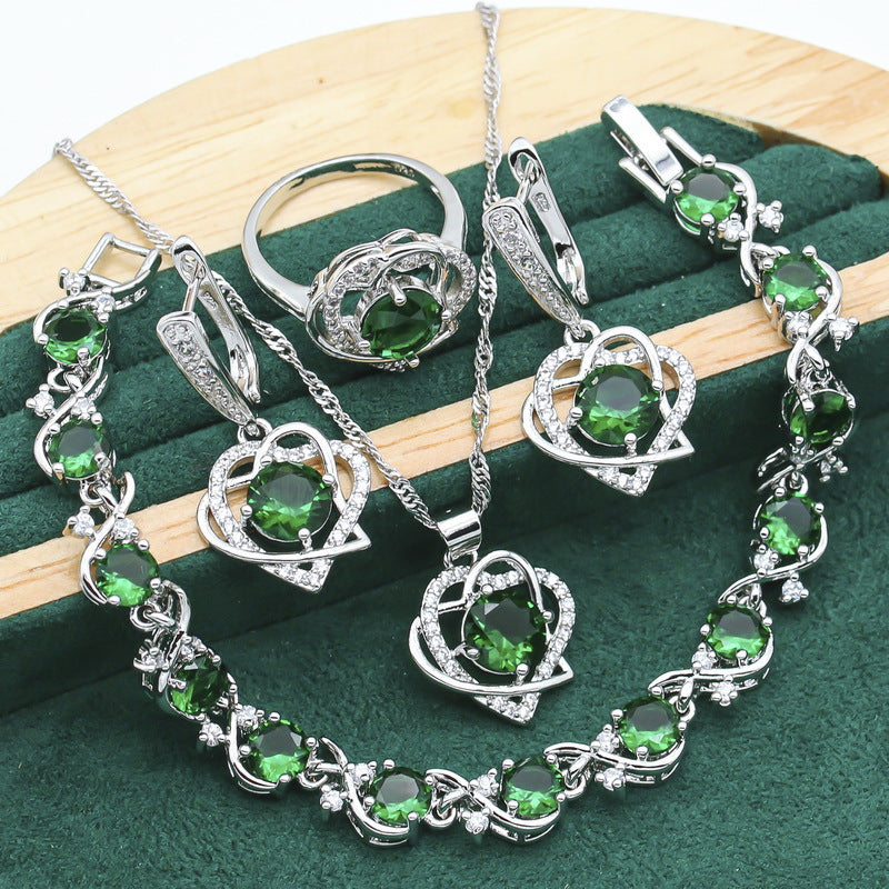 Fashionable Ring Necklace Earring Bracelet Suit