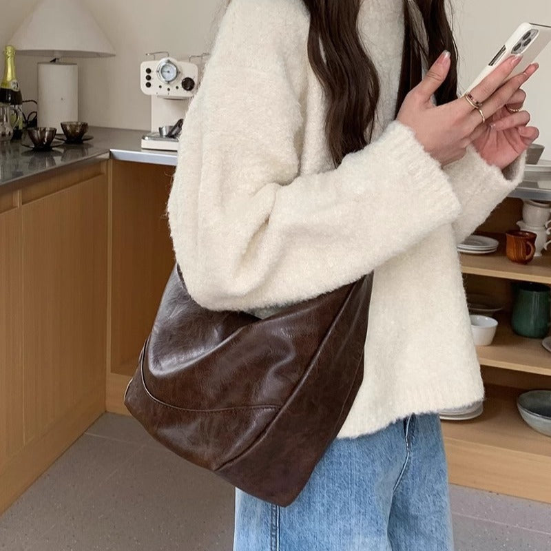 Female Retro Casual Large Capacity Single Shoulder Crossbody Bag