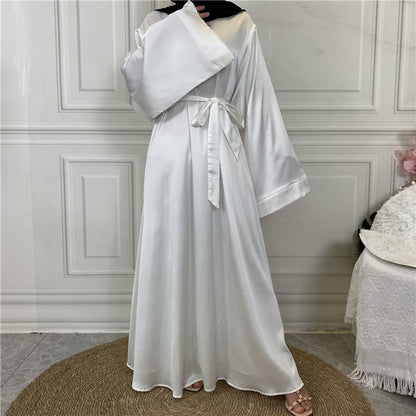 Middle East Dubai Hot Sale Lace Up Satin Muslim Dress