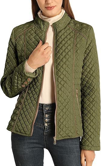 Women's Stand Collar Lightweight Quilted Padded Zip Jacket