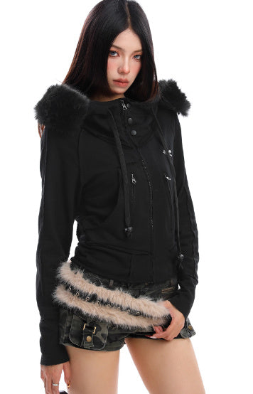 American Design Heavy Industry Short Fur Collar Sweater