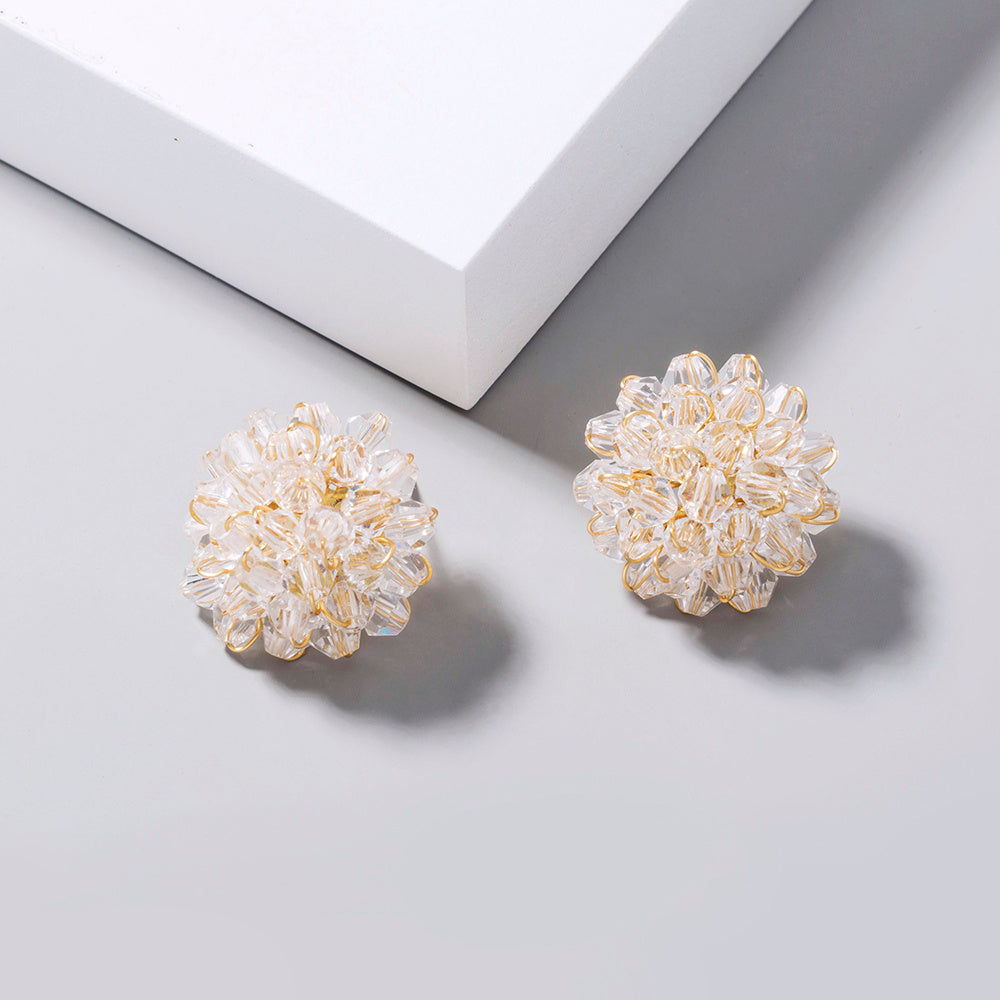 European and American hot-selling hand-woven crystal beads petal earrings earrings female accessories Christmas gifts