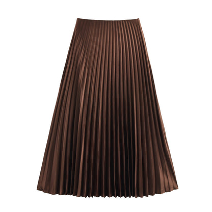 Pleated Skirt Mid-length Women's Drape