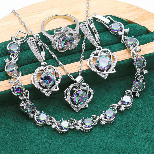 Fashionable Ring Necklace Earring Bracelet Suit