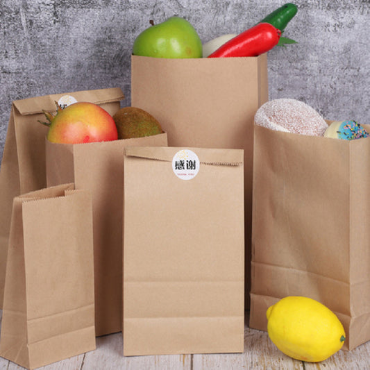 Square Bottomed Kraft Paper Bags For Oil Proof Food Packaging