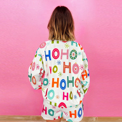 Cute Style Printed Long Sleeve Casual Suit Women