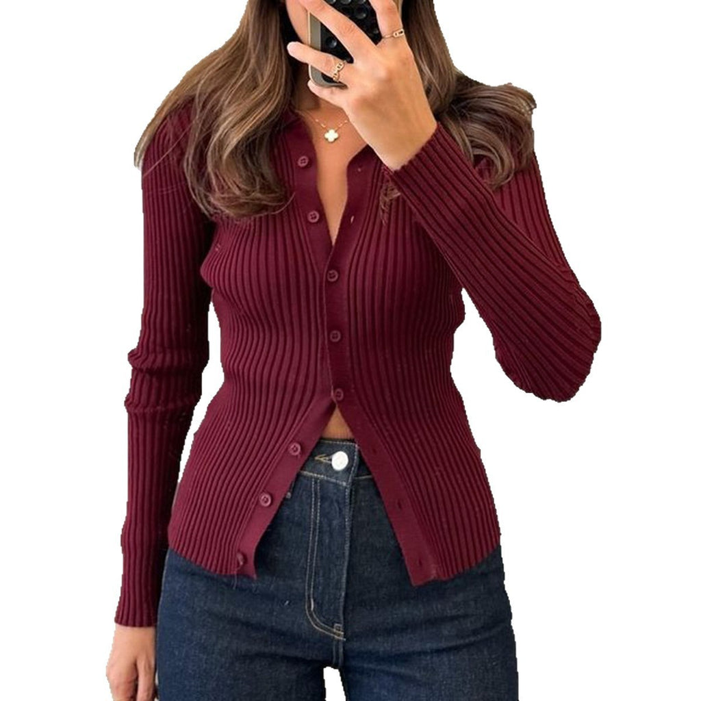 Casual Simple Solid Color Long-sleeved Shirt Woolen Women's Clothing