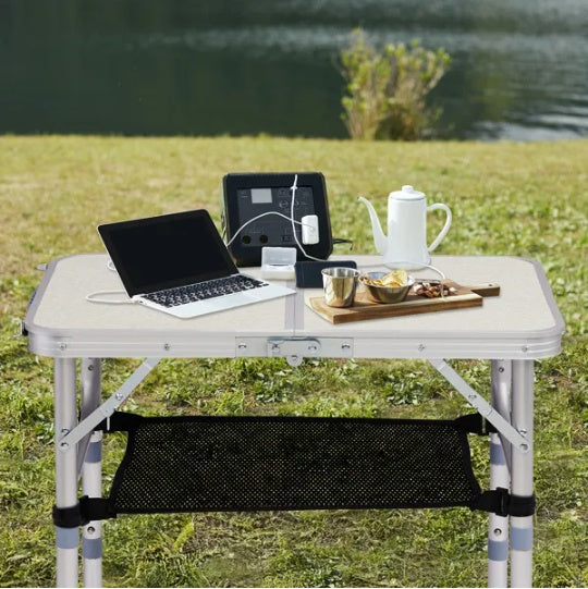 Outdoor Folding Camping Table, 2ft Portable Pinic Table With 3 Adjustable Height, Small Aluminum Foldable Lightweight Patio Side Table With Carry Handle For Outdoor Indoor Hiking Camp BBQ Beach, White