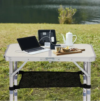 Outdoor Folding Camping Table, 2ft Portable Pinic Table With 3 Adjustable Height, Small Aluminum Foldable Lightweight Patio Side Table With Carry Handle For Outdoor Indoor Hiking Camp BBQ Beach, White
