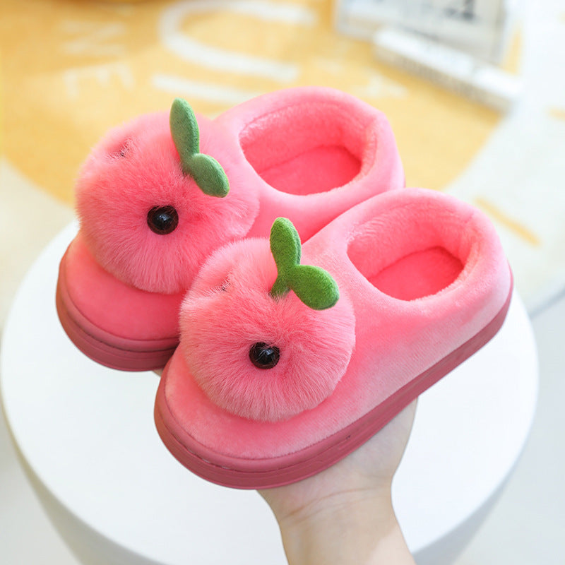 Princess Plush Three Dimensional Head Baby Cotton Slippers