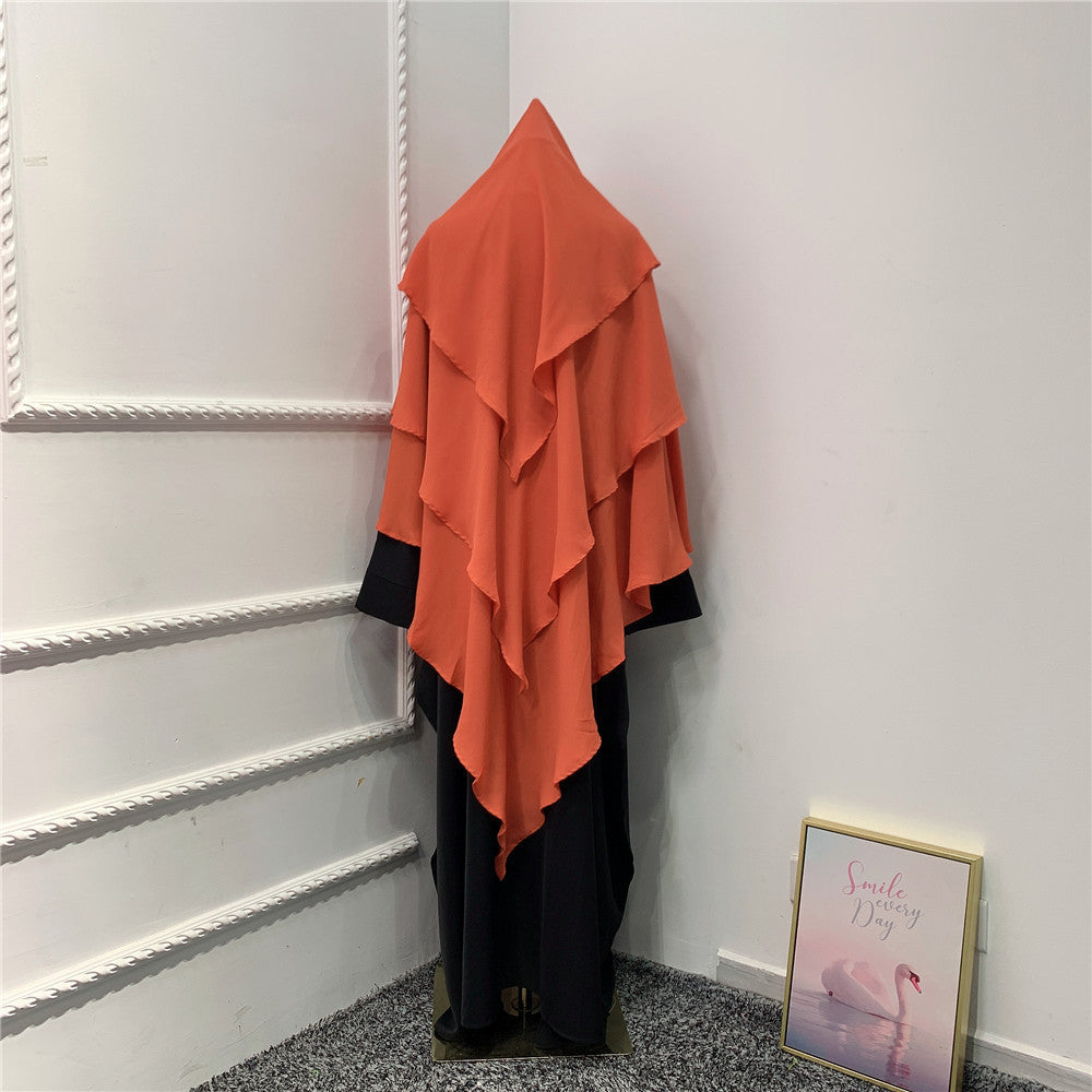 Fashionable Solid Color Three-layer Headscarf Dubai Travel Photo
