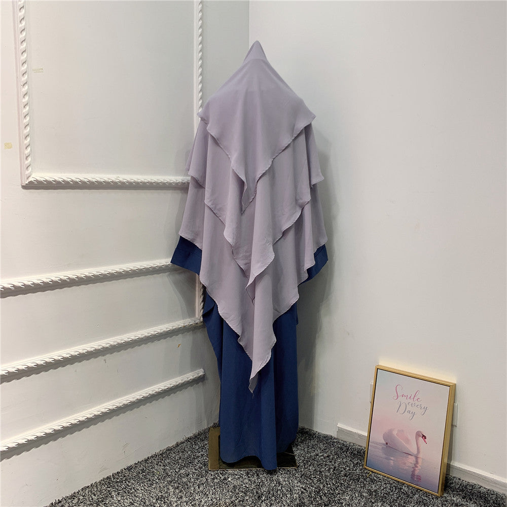 Fashionable Solid Color Three-layer Headscarf Dubai Travel Photo