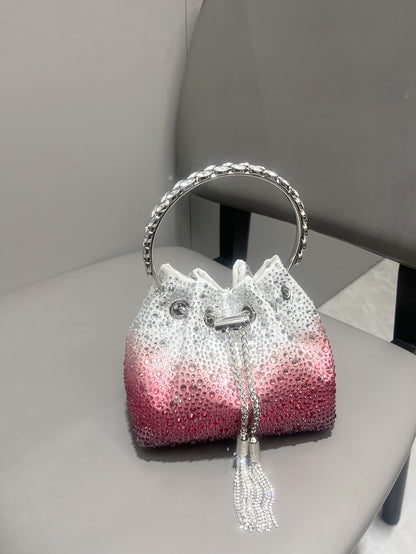 Drawstring Rhinestone Bag Shoulder Crossbody Handbag Women's Bag