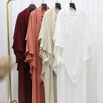 Dubai Turkey Solid Color Dress With Headscarf