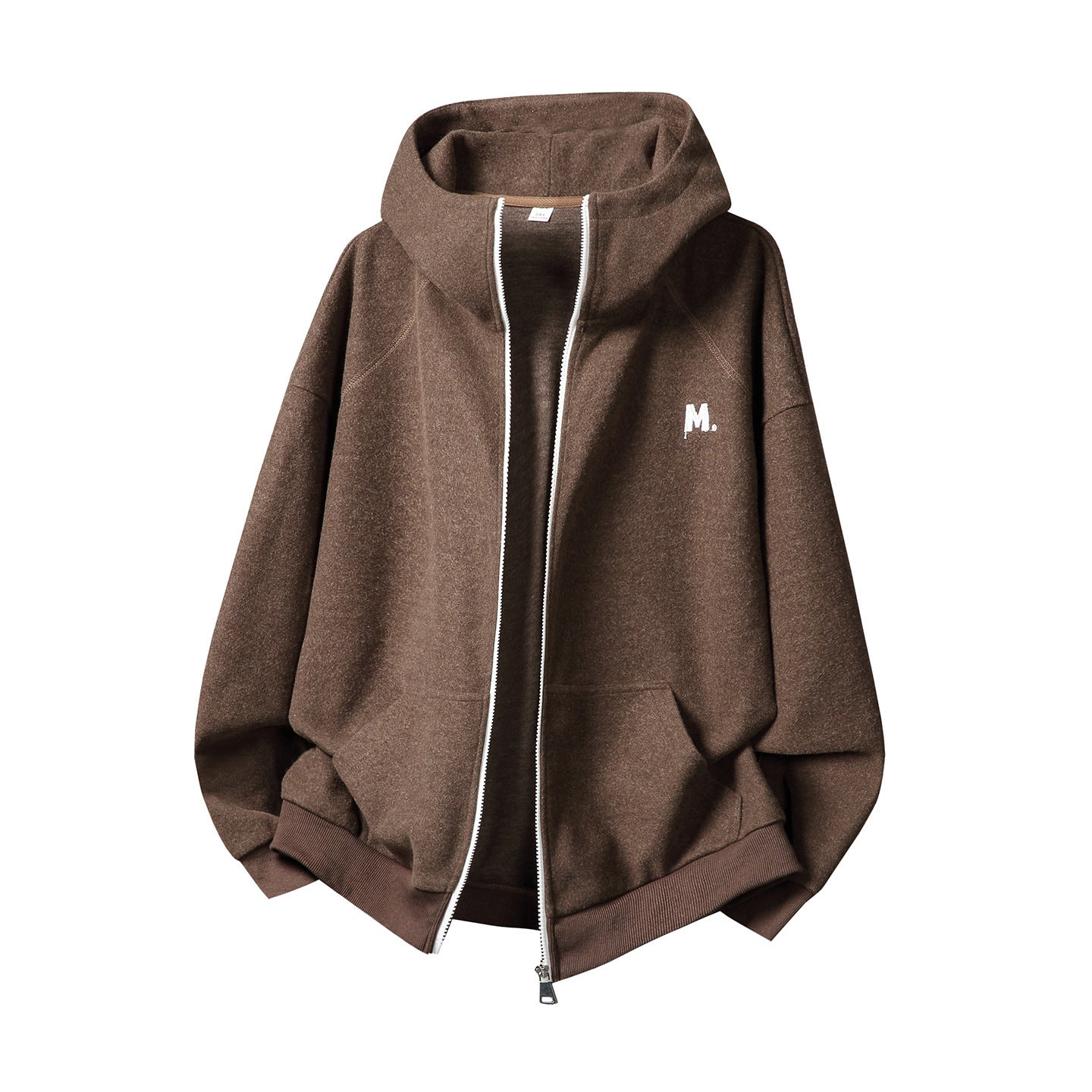 Contrast Color Zipper Casual Thickening Hoodie Coat