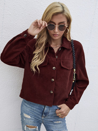 Casual Coat Women's Corduroy Short Slim Top