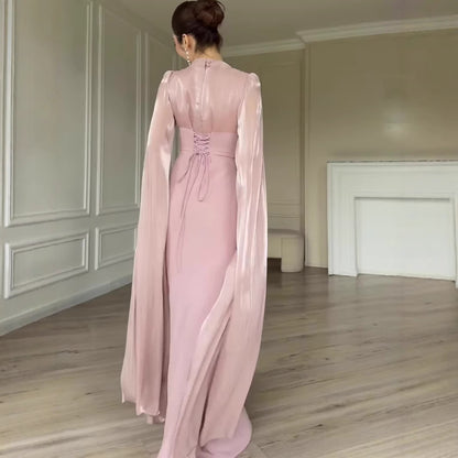 Elegant Long Sleeve Silky Comfortable Maxi Dress Soft Dress