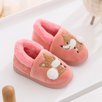 Baby plush non-slip cotton slippers
