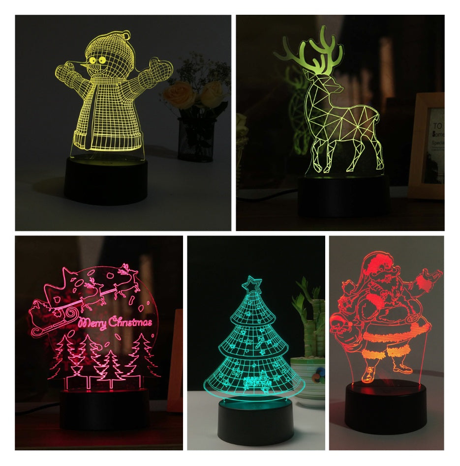 Christmas 3D table lamp colorful touch acrylic atmosphere light