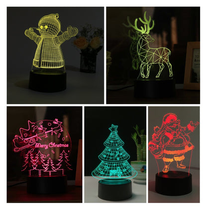 Christmas 3D table lamp colorful touch acrylic atmosphere light