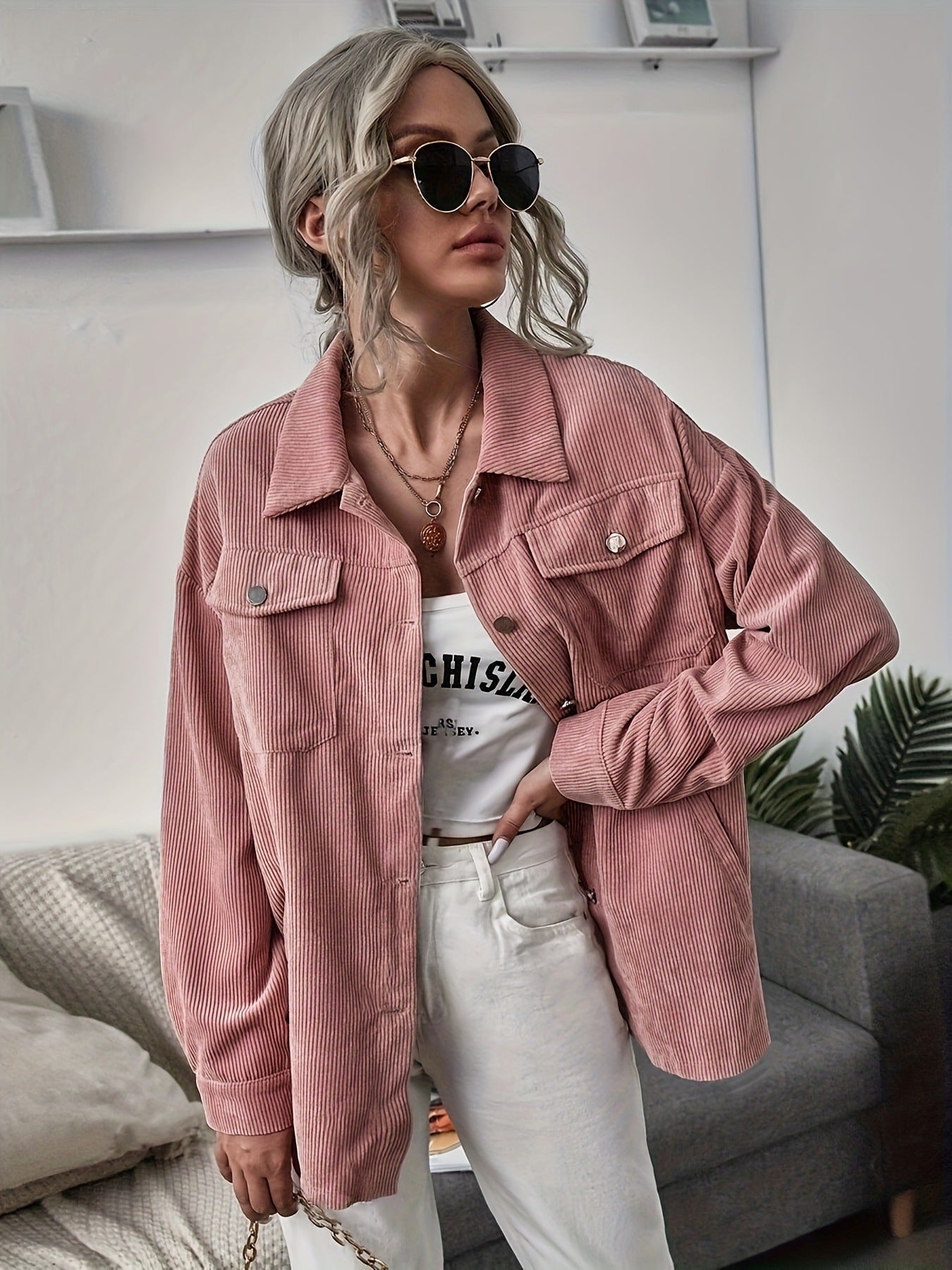 Loose Leisure Slimming Lapel Pocket Long Sleeve Coat