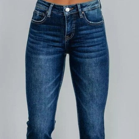 Solid Color Casual Women's Denim Pants Hand-worn