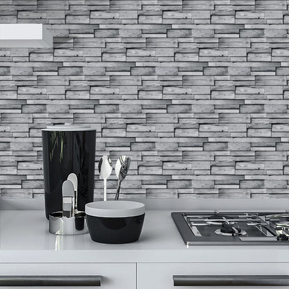 Peel And Stick Wood Grain Wallpaper Waterproof And Oil Proof Wall Tile Sticker Kitchen Backsplash Light Grey Bathroom Decoration And Accessories Wall Sticker