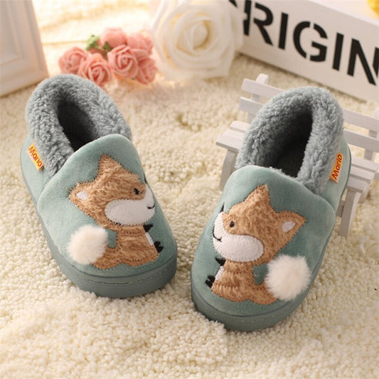 Baby plush non-slip cotton slippers
