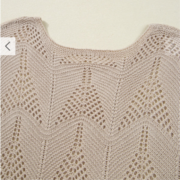 Female Leisure Hollow Out Parchment Hollow Sleeve Casual Sweater