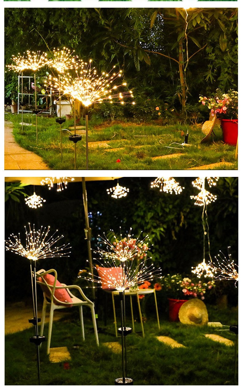 Ground-Inserted Firework Lights Christmas Outdoor LED Holiday Sky Starry Lights Lawn Christmas Lights Solar String Lights