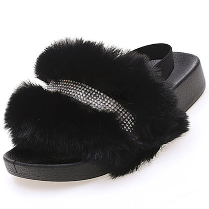 Hairy Children's Slippers, Baby Girls, Non-slip Warmth, Beach Sandals And Slippers